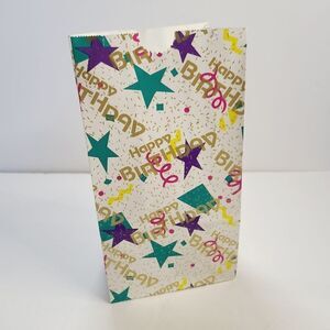 Vintage 90s Geometric Star Confetti Happy Birthday Paper Gift Bag